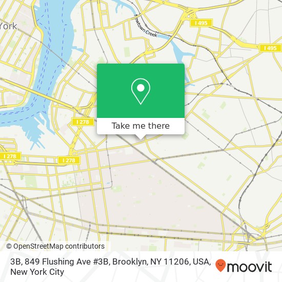 Mapa de 3B, 849 Flushing Ave #3B, Brooklyn, NY 11206, USA