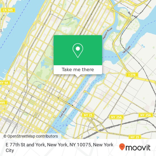 E 77th St and York, New York, NY 10075 map