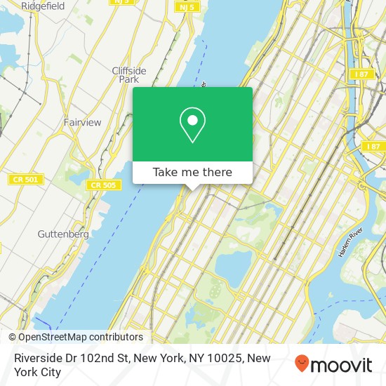Riverside Dr 102nd St, New York, NY 10025 map