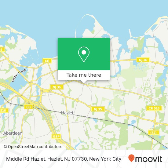 Mapa de Middle Rd Hazlet, Hazlet, NJ 07730