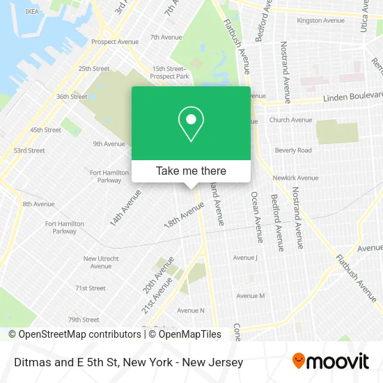 Ditmas and E 5th St map