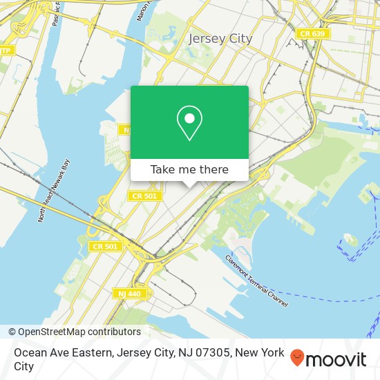 Mapa de Ocean Ave Eastern, Jersey City, NJ 07305