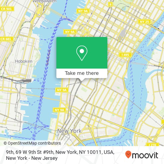 Mapa de 9th, 69 W 9th St #9th, New York, NY 10011, USA