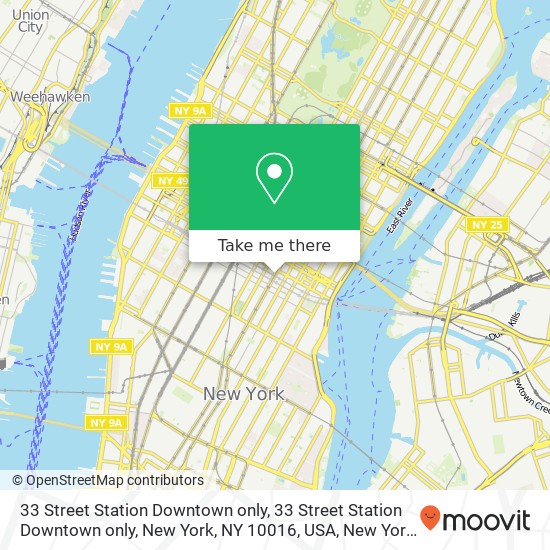 33 Street Station Downtown only, 33 Street Station Downtown only, New York, NY 10016, USA map