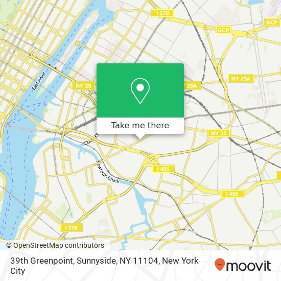 Mapa de 39th Greenpoint, Sunnyside, NY 11104