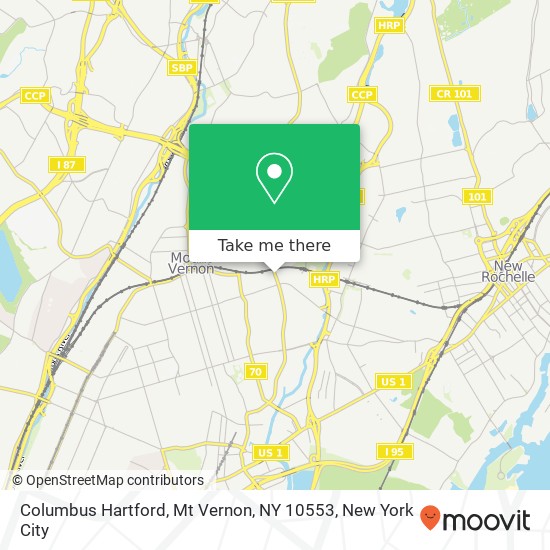 Mapa de Columbus Hartford, Mt Vernon, NY 10553