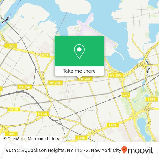 Mapa de 90th 25A, Jackson Heights, NY 11372