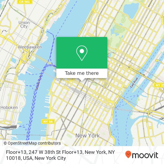 Mapa de Floor+13, 247 W 38th St Floor+13, New York, NY 10018, USA