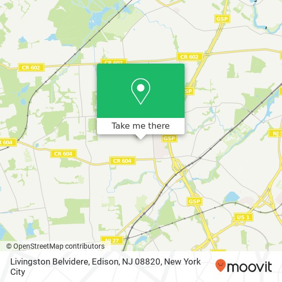 Mapa de Livingston Belvidere, Edison, NJ 08820