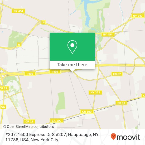 Mapa de #207, 1600 Express Dr S #207, Hauppauge, NY 11788, USA