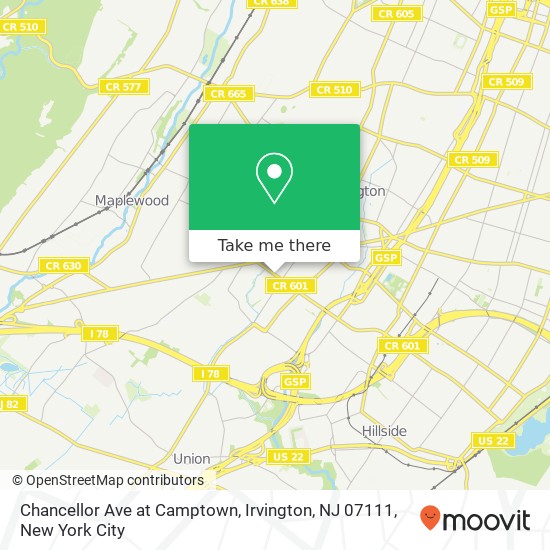 Chancellor Ave at Camptown, Irvington, NJ 07111 map