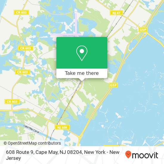 Mapa de 608 Route 9, Cape May, NJ 08204