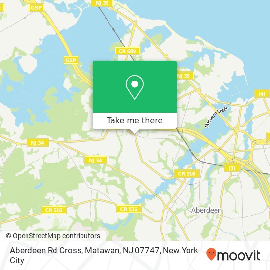 Mapa de Aberdeen Rd Cross, Matawan, NJ 07747