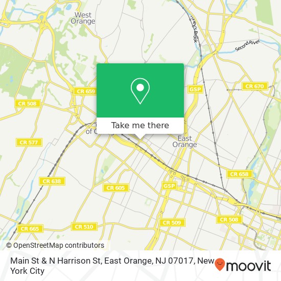 Mapa de Main St & N Harrison St, East Orange, NJ 07017