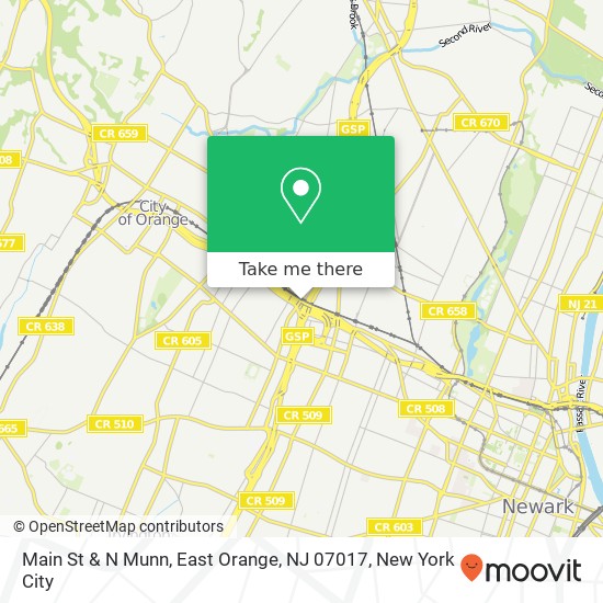 Mapa de Main St & N Munn, East Orange, NJ 07017