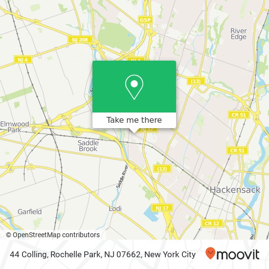 Mapa de 44 Colling, Rochelle Park, NJ 07662