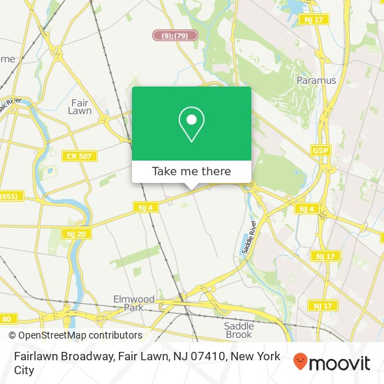 Mapa de Fairlawn Broadway, Fair Lawn, NJ 07410