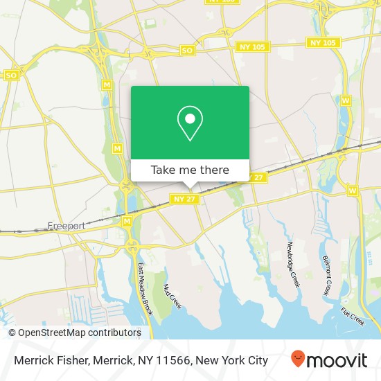 Mapa de Merrick Fisher, Merrick, NY 11566