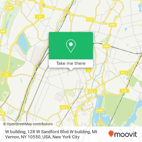 W  building, 128 W Sandford Blvd W  building, Mt Vernon, NY 10550, USA map