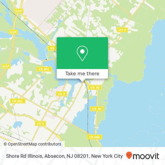 Mapa de Shore Rd Illinois, Absecon, NJ 08201