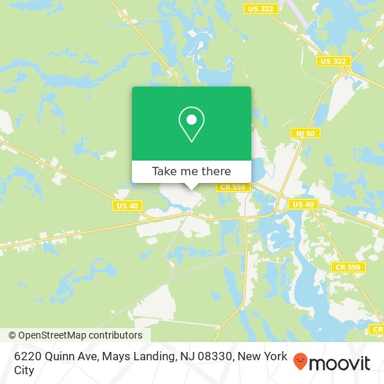 Mapa de 6220 Quinn Ave, Mays Landing, NJ 08330