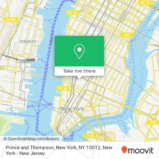 Mapa de Prince and Thompson, New York, NY 10012