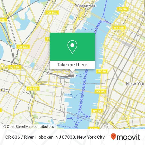 Mapa de CR-636 / River, Hoboken, NJ 07030