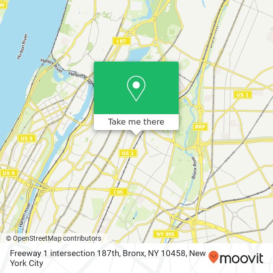 Mapa de Freeway 1 intersection 187th, Bronx, NY 10458