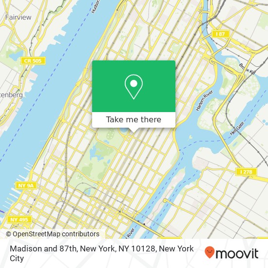 Madison and 87th, New York, NY 10128 map