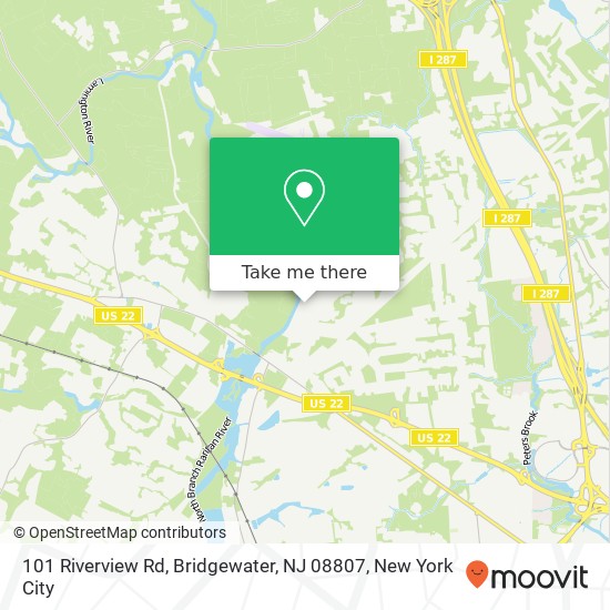 Mapa de 101 Riverview Rd, Bridgewater, NJ 08807