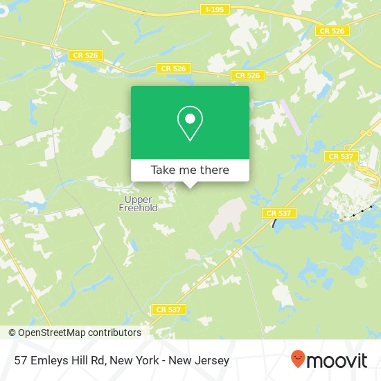 Mapa de 57 Emleys Hill Rd, Cream Ridge, NJ 08514