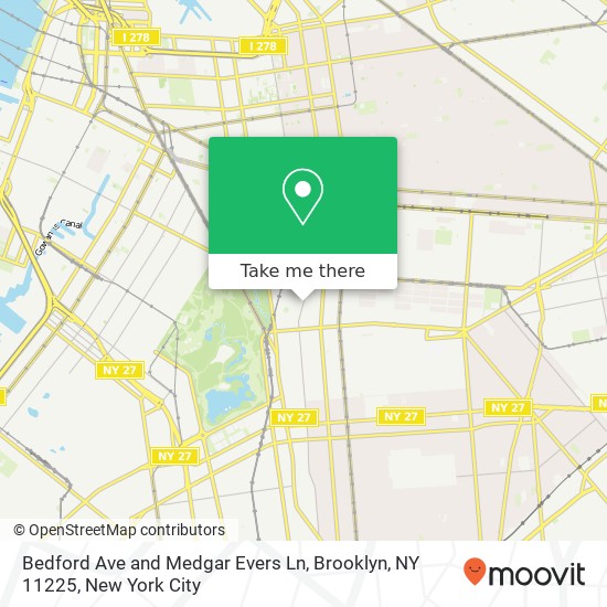 Bedford Ave and Medgar Evers Ln, Brooklyn, NY 11225 map