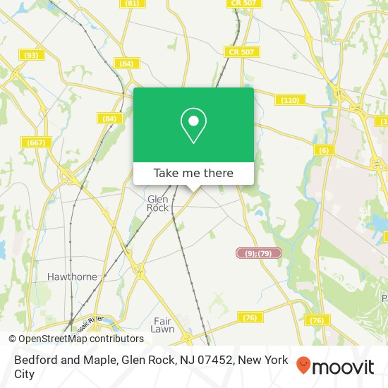 Bedford and Maple, Glen Rock, NJ 07452 map