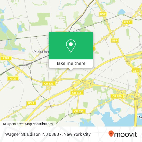 Mapa de Wagner St, Edison, NJ 08837