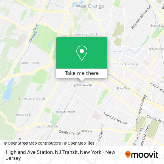 Highland Ave Station, NJ Transit map