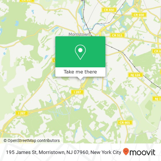 Mapa de 195 James St, Morristown, NJ 07960