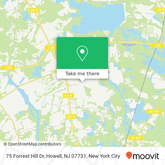 Mapa de 75 Forrest Hill Dr, Howell, NJ 07731