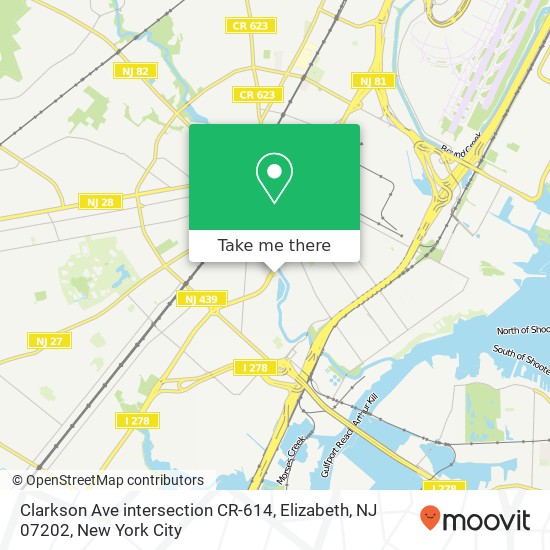 Clarkson Ave intersection CR-614, Elizabeth, NJ 07202 map