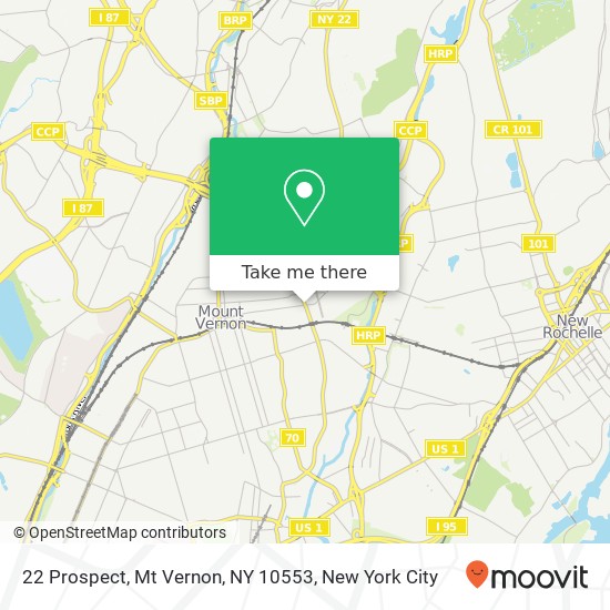 Mapa de 22 Prospect, Mt Vernon, NY 10553
