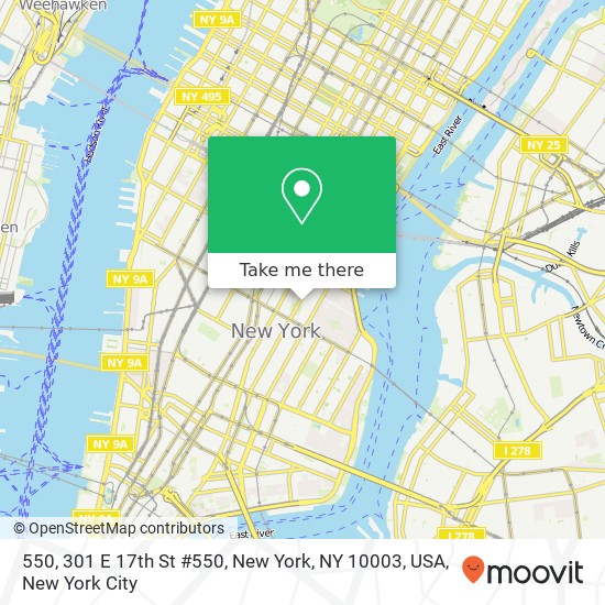 550, 301 E 17th St #550, New York, NY 10003, USA map