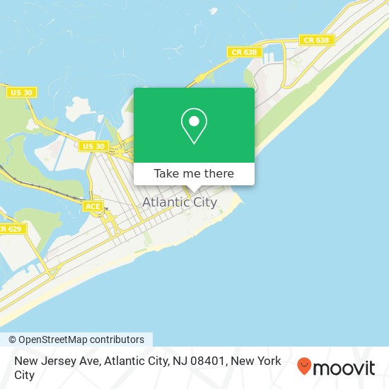Mapa de New Jersey Ave, Atlantic City, NJ 08401