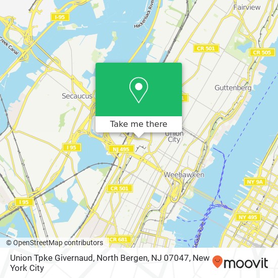 Mapa de Union Tpke Givernaud, North Bergen, NJ 07047