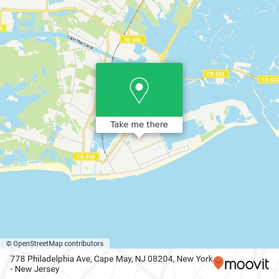 Mapa de 778 Philadelphia Ave, Cape May, NJ 08204