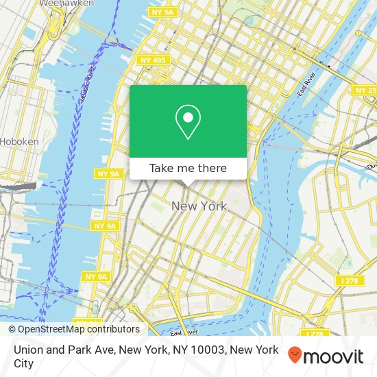 Union and Park Ave, New York, NY 10003 map