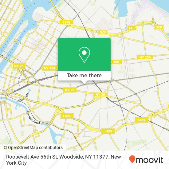 Mapa de Roosevelt Ave 56th St, Woodside, NY 11377