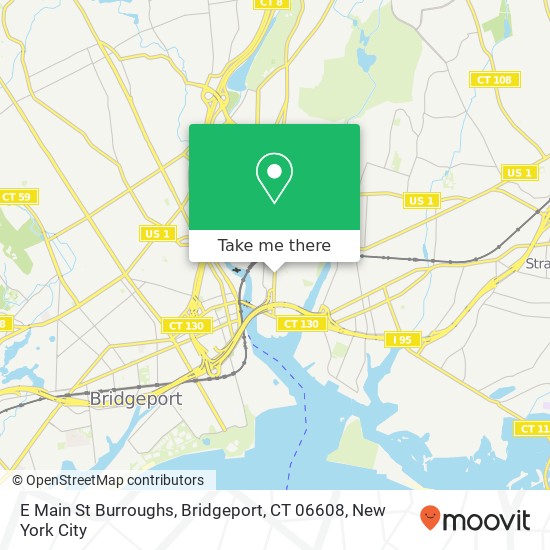 Mapa de E Main St Burroughs, Bridgeport, CT 06608