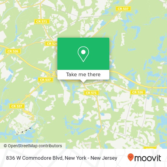 Mapa de 836 W Commodore Blvd, Jackson, NJ 08527