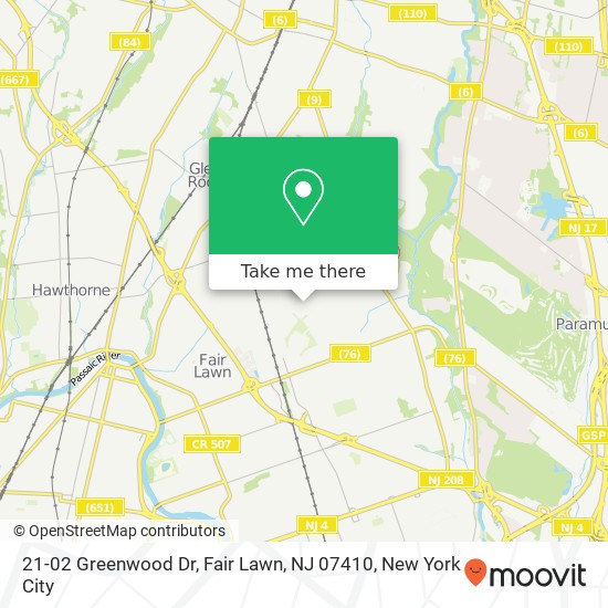Mapa de 21-02 Greenwood Dr, Fair Lawn, NJ 07410