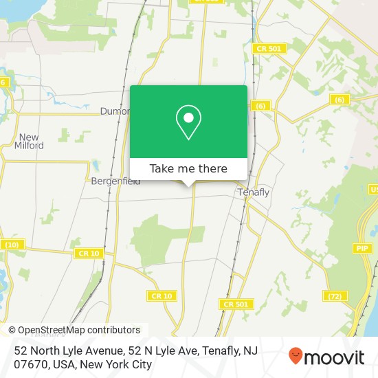 Mapa de 52 North Lyle Avenue, 52 N Lyle Ave, Tenafly, NJ 07670, USA