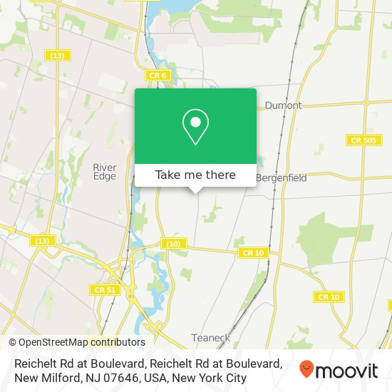 Mapa de Reichelt Rd at Boulevard, Reichelt Rd at Boulevard, New Milford, NJ 07646, USA